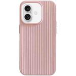 For iPhone 16 Macaroon Tile Stripe TPU Hybrid PC Phone Case(Pink)