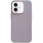 For iPhone 16 Macaroon Tile Stripe TPU Hybrid PC Phone Case(Lavender Grey)