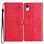 For iPhone XR Butterfly Love Flower Embossed Leather Phone Case(Red)