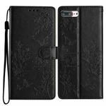 For iPhone 8 Plus / 7 Plus Butterfly Love Flower Embossed Leather Phone Case(Black)