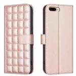 For iPhone SE 2022 / SE 2020 / 8 / 7 Square Texture Leather Phone Case(Rose Gold)