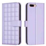 For iPhone 8 Plus / 7 Plus Square Texture Leather Phone Case(Purple)