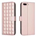 For iPhone 8 Plus / 7 Plus Square Texture Leather Phone Case(Rose Gold)