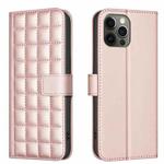 For iPhone 11 Pro Max Square Texture Leather Phone Case(Rose Gold)