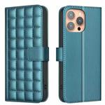 For iPhone 13 Pro Square Texture Leather Phone Case(Green)