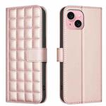 For iPhone 15 Square Texture Leather Phone Case(Rose Gold)