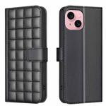 For iPhone 15 Square Texture Leather Phone Case(Black)