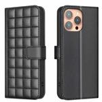 For iPhone 15 Pro Square Texture Leather Phone Case(Black)