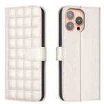 For iPhone 15 Pro Max Square Texture Leather Phone Case(Beige)
