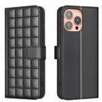 For iPhone 15 Pro Max Square Texture Leather Phone Case(Black)