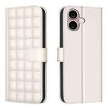 For iPhone 16 Square Texture Leather Phone Case(Beige)