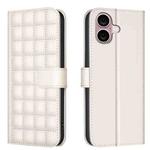 For iPhone 16 Plus Square Texture Leather Phone Case(Beige)