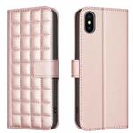 For iPhone XR Square Texture Leather Phone Case(Rose Gold)
