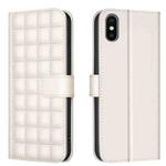 For iPhone XR Square Texture Leather Phone Case(Beige)