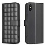 For iPhone XR Square Texture Leather Phone Case(Black)