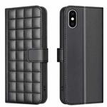 For iPhone XS Max Square Texture Leather Phone Case(Black)