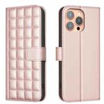 For iPhone 13 Pro Max Square Texture Leather Phone Case(Rose Gold)