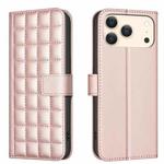 For iPhone 17 Pro Max Square Texture Leather Phone Case(Rose Gold)