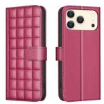 For iPhone 17 Pro Max Square Texture Leather Phone Case(Red)