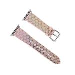 For Apple Watch 5 & 4 44mm / 3 & 2 & 1 42mm Discolor Glitter Fish Scale Texture Watch Band(Rose Gold)