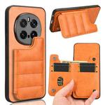 For Honor Magic7 Pro Cow Pattern Sewing Card Bag Phone Case(Orange)