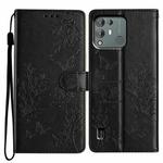 For Blackview A55 Pro Butterfly Love Flower Embossed Leather Phone Case(Black)