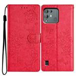 For Blackview A55 Pro Butterfly Love Flower Embossed Leather Phone Case(Red)