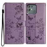 For Blackview A55 Pro Butterfly Love Flower Embossed Leather Phone Case(Purple)