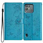 For Blackview A55 Pro Butterfly Love Flower Embossed Leather Phone Case(Blue)