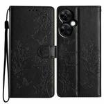 For OnePlus Nord CE 3 Lite 5G Butterfly Love Flower Embossed Leather Phone Case(Black)