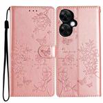 For OnePlus Nord CE 3 Lite 5G Butterfly Love Flower Embossed Leather Phone Case(Rose Gold)