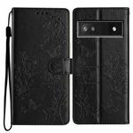 For Google Pixel 8a Butterfly Love Flower Embossed Leather Phone Case(Black)