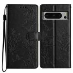 For Google Pixel 8 Pro Butterfly Love Flower Embossed Leather Phone Case(Black)