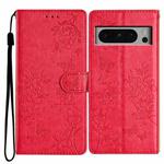 For Google Pixel 8 Pro Butterfly Love Flower Embossed Leather Phone Case(Red)