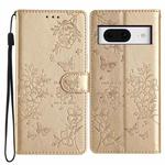 For Google Pixel 8 Butterfly Love Flower Embossed Leather Phone Case(Gold)