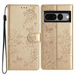 For Google Pixel 7 Pro 5G Butterfly Love Flower Embossed Leather Phone Case(Gold)