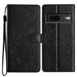 For Google Pixel 7 5G Butterfly Love Flower Embossed Leather Phone Case(Black)