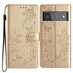 For Google Pixel 6 Butterfly Love Flower Embossed Leather Phone Case(Gold)