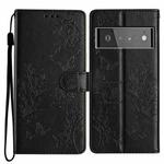 For Google Pixel 6 Butterfly Love Flower Embossed Leather Phone Case(Black)