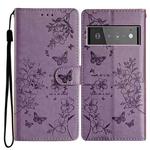 For Google Pixel 6 Butterfly Love Flower Embossed Leather Phone Case(Purple)