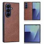 For Samsung Galaxy Z Fold7 5G Crocodile Texture Back Cover Phone Case(Brown)