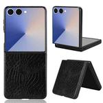 For Samsung Galaxy Z Flip7 5G Crocodile Texture Back Cover Phone Case(Black)