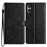 For Sony Xperia 5 V Butterfly Love Flower Embossed Leather Phone Case(Black)