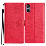 For Sony Xperia 5 V Butterfly Love Flower Embossed Leather Phone Case(Red)