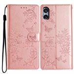 For Sony Xperia 5 V Butterfly Love Flower Embossed Leather Phone Case(Rose Gold)