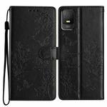 For TCL 403 Butterfly Love Flower Embossed Leather Phone Case(Black)