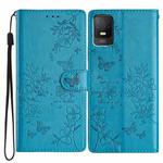 For TCL 403 Butterfly Love Flower Embossed Leather Phone Case(Blue)