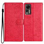 For Ulefone Note 14 Butterfly Love Flower Embossed Leather Phone Case(Red)