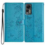 For Ulefone Note 14 Butterfly Love Flower Embossed Leather Phone Case(Blue)