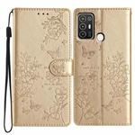 For ZTE Blade A52 Butterfly Love Flower Embossed Leather Phone Case(Gold)